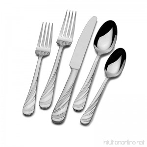 Mikasa Swirl Frost 65-Piece Stainless Steel Flatware Set Service for 12 - B01LXMCW1Q